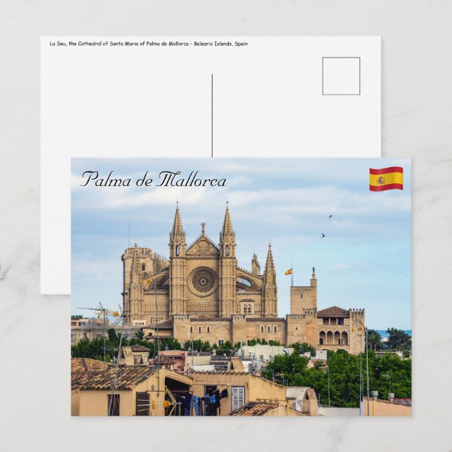 Carte Postale La Seu, la cathédrale de Palma de Mallorca - Espag (Devant / Derrière)