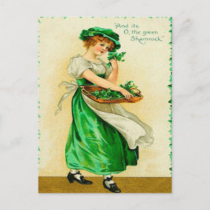 Carte Postale La Shamrock verte Vintage Saint Patrick