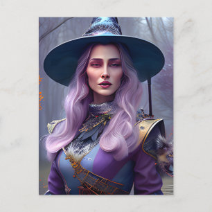 Carte Postale La Sorcière Aux Cheveux Violets