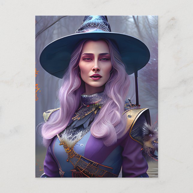 Carte Postale La Sorcière Aux Cheveux Violets (Devant)