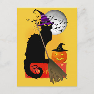 Carte Postale La Sorcière d'Halloween de Le Chat Noir