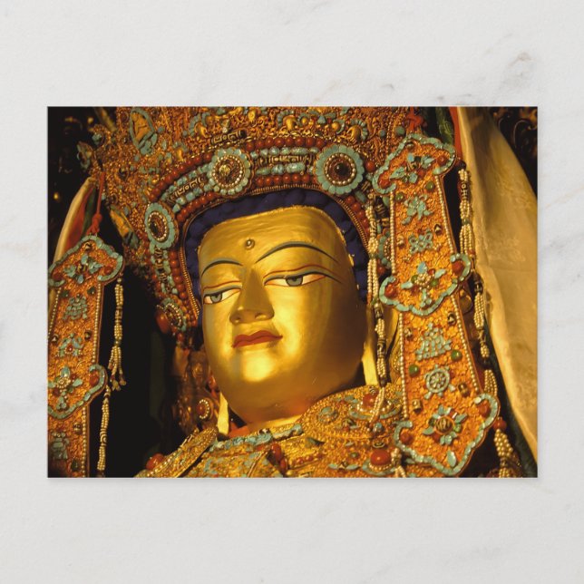 Carte Postale La statue dorée du Bouddha Jowo, le temple Jokhang (Devant)