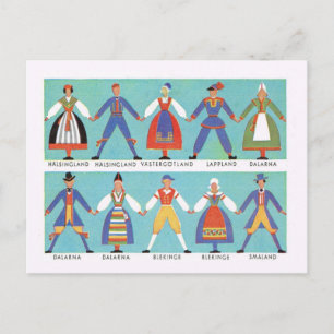 Carte Postale La Suède vintage, costume folklorique suédois
