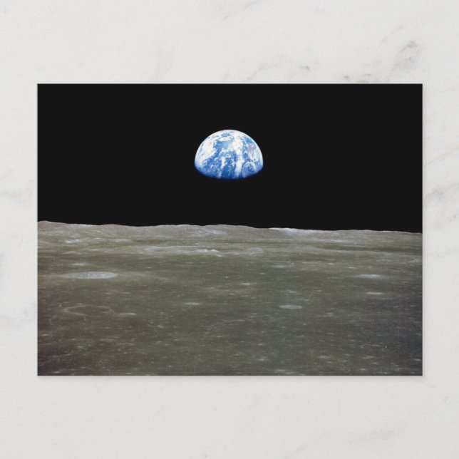 Carte Postale La Terre de Lune dans l'espace noir (Devant)