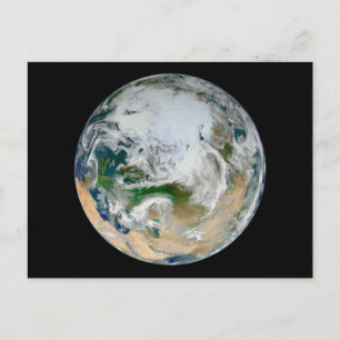 Carte Postale La Terre Montre L'Arctique, L'Europe Et L'Asie.