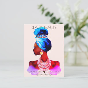 CARTE POSTALE LA TÊTE DE LA REINE AFRICAINE WRAP CHEVEUX NATUREL