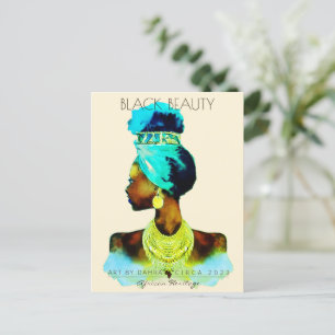 CARTE POSTALE LA TÊTE DE LA REINE AFRICAINE WRAP CHEVEUX NATUREL