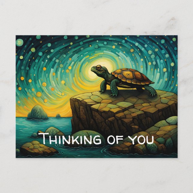 Carte Postale La tortue solitaire pense à toi (Devant)