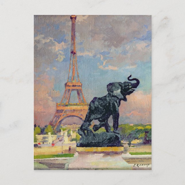 Carte Postale La Tour Eiffel et l'éléphant de Fremiet (Devant)