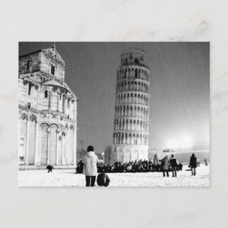 Carte Postale La Tour penchée sous la neige (B&W)