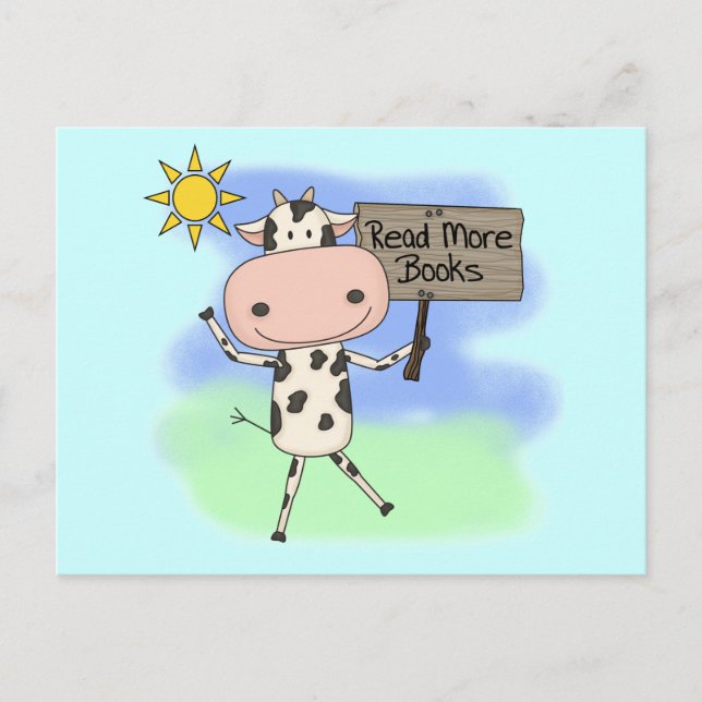 Carte Postale La vache a lu plus de livres (Devant)