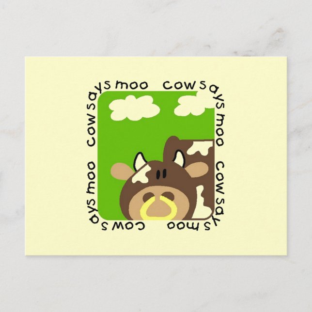 Carte Postale La vache indique des T-shirts et des cadeaux de (Devant)