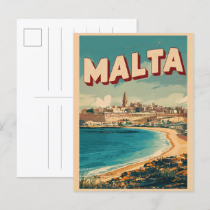 Carte Postale La Valette vintage, Malte voyage souvenirs et cade