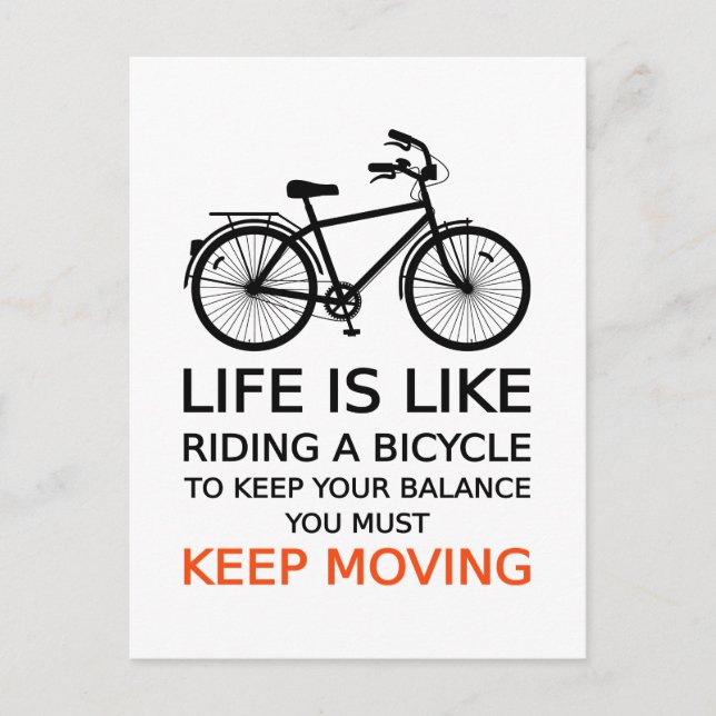Carte Postale la vie, c'est comme rouler à vélo, à vélo, à mot,  (Devant)