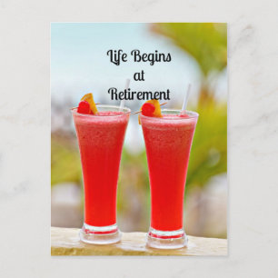 Carte Postale La vie commence à la retraite - Boissons tropicale