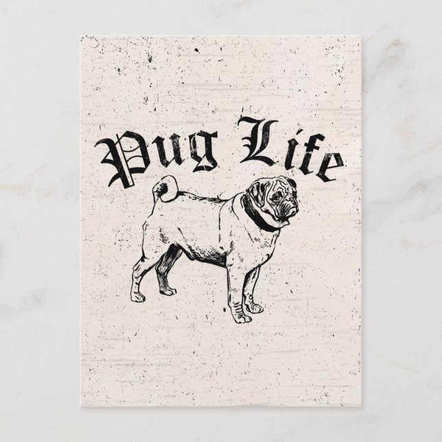 Carte Postale La vie de Pug Chien Gangster Drôle (Devant)