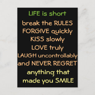 Carte Postale la vie est courte