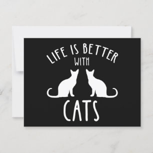 Carte Postale La vie est meilleure avec les chats