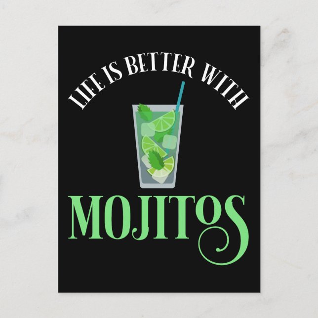 Carte Postale La Vie Est Meilleure Avec Mojitos (Devant)