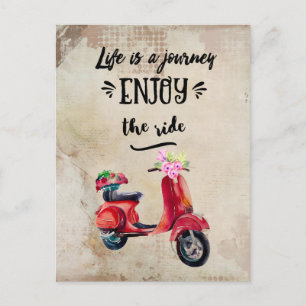 Carte Postale La Vie Est Un Voyage Inspirant Avec Scooter