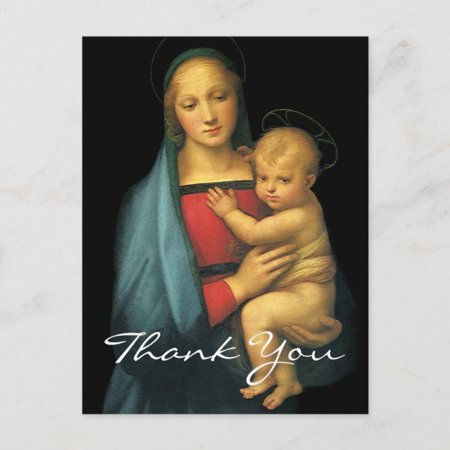 Carte Postale La Vierge à l'enfant de Raphael (Devant)