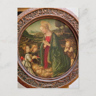Carte Postale La Vierge adorant l'Enfant Jésus