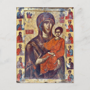 Carte Postale La Vierge Hodegetria flanquée par l'icône des prop