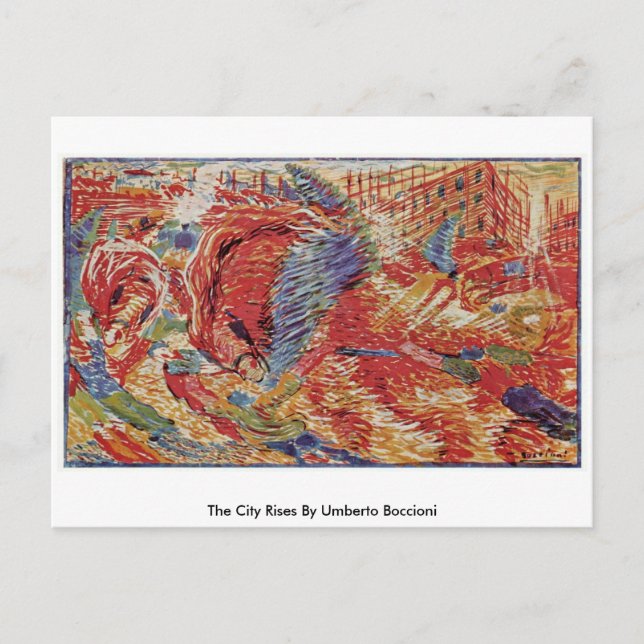 Carte Postale La Ville S'Élève Par Umberto Boccioni (Devant)