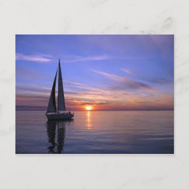 Carte Postale La voile au coucher du soleil (Devant)
