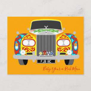 Carte Postale La voiture de limousine psychédélique classique de