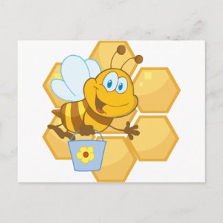 Carte Postale L'abeille de sourire tiennent un seau