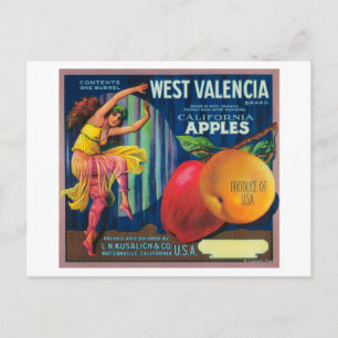 Carte Postale Label Apple Crate West ValenciaWatsonville, CA