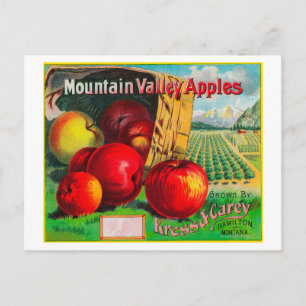 Carte Postale Label Apple Mountain ValleyHamilton, MT