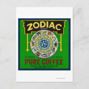 Carte Postale Label café ZodiacNouvelle-Orléans, LA