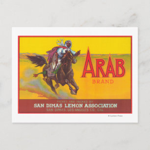 Carte Postale Label de citron arabeSan Dimas, CA