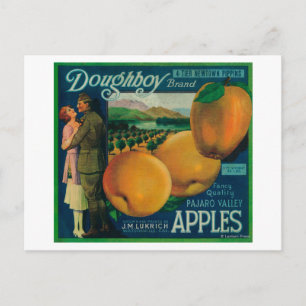Carte Postale Label de vitesse Apple de Doughboy Watsonville, CA