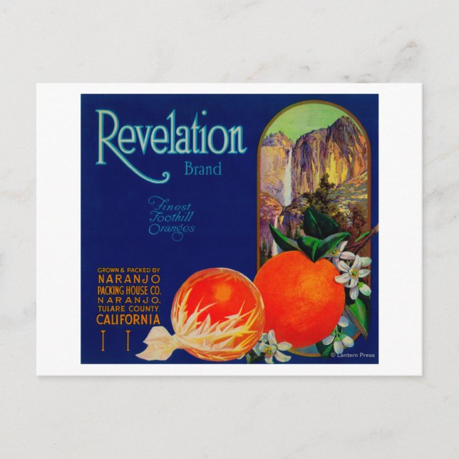 Carte Postale Label orange de la révélationNaranjo, CA (Devant)