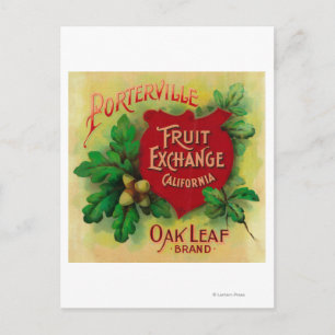 Carte Postale Label orange feuille de chênePorterville, CA
