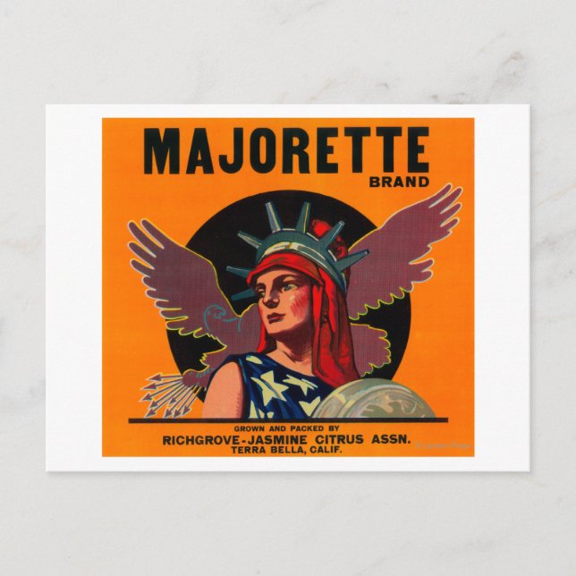 Carte Postale Label orange Majorette Terra Bella, CA (Devant)