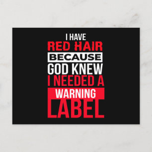 Carte Postale Label Redhead Warning Mc1r