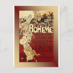 Carte Postale LaBoheme ~ Opéra Puccini 1896 avec Arrière - plan