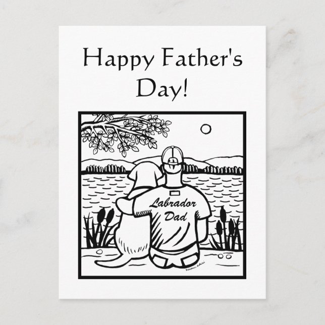Carte Postale Labrador et papa (Devant)