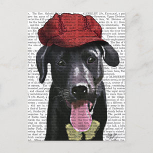 Carte Postale Labrador Noir avec Casquette rouge