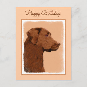 Carte Postale Labrador Retriever (Chocolat) Peinture - Chien Art