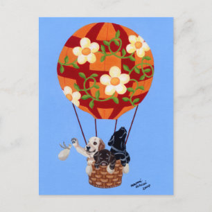Carte Postale Labradors et peinture à ballon à air chaud