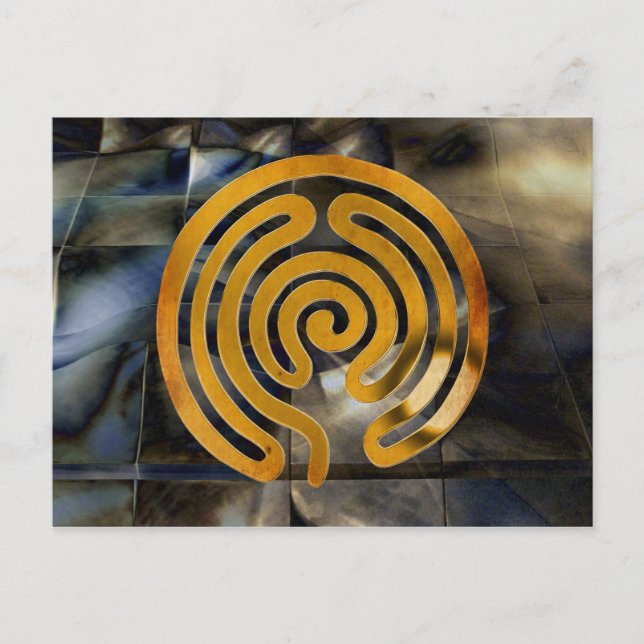 Carte Postale labyrinthe or antique | grunge en mosaïque (Devant)