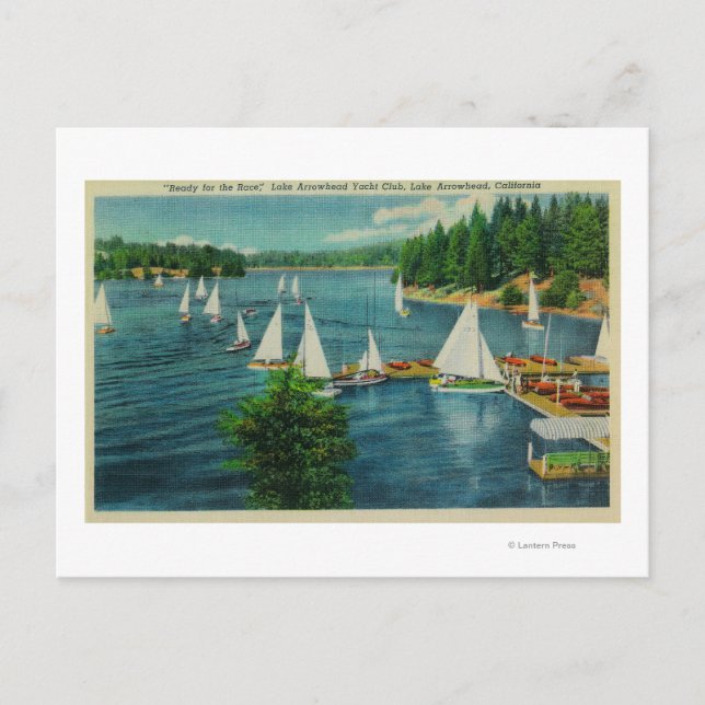 Carte Postale Lac Arrowhead, CA Yacht Club Racing (Devant)