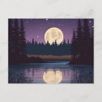Lac au clair de lune nocturne