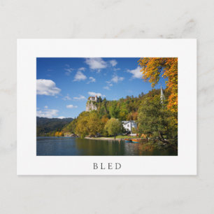 Carte Postale Lac Bled avec des arbres aux couleurs de l'automne