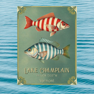 Carte Postale Lac Champlain Vermont New York nautique poisson